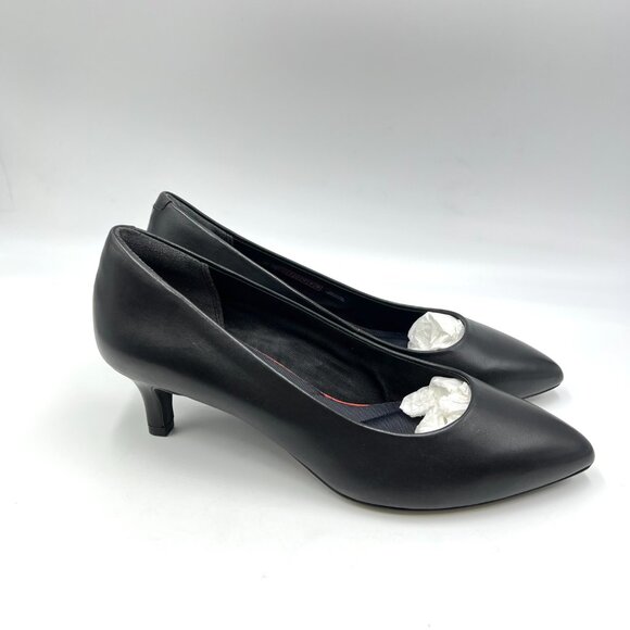 8N NARROW WIDTH Rockport Total Motion Kalila Black Leather Pumps Heels  Shoes